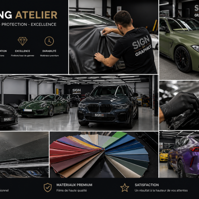 Atelier de covering automobile à Andernos avec pose de film adhésif premium sur véhicules haut de gamme